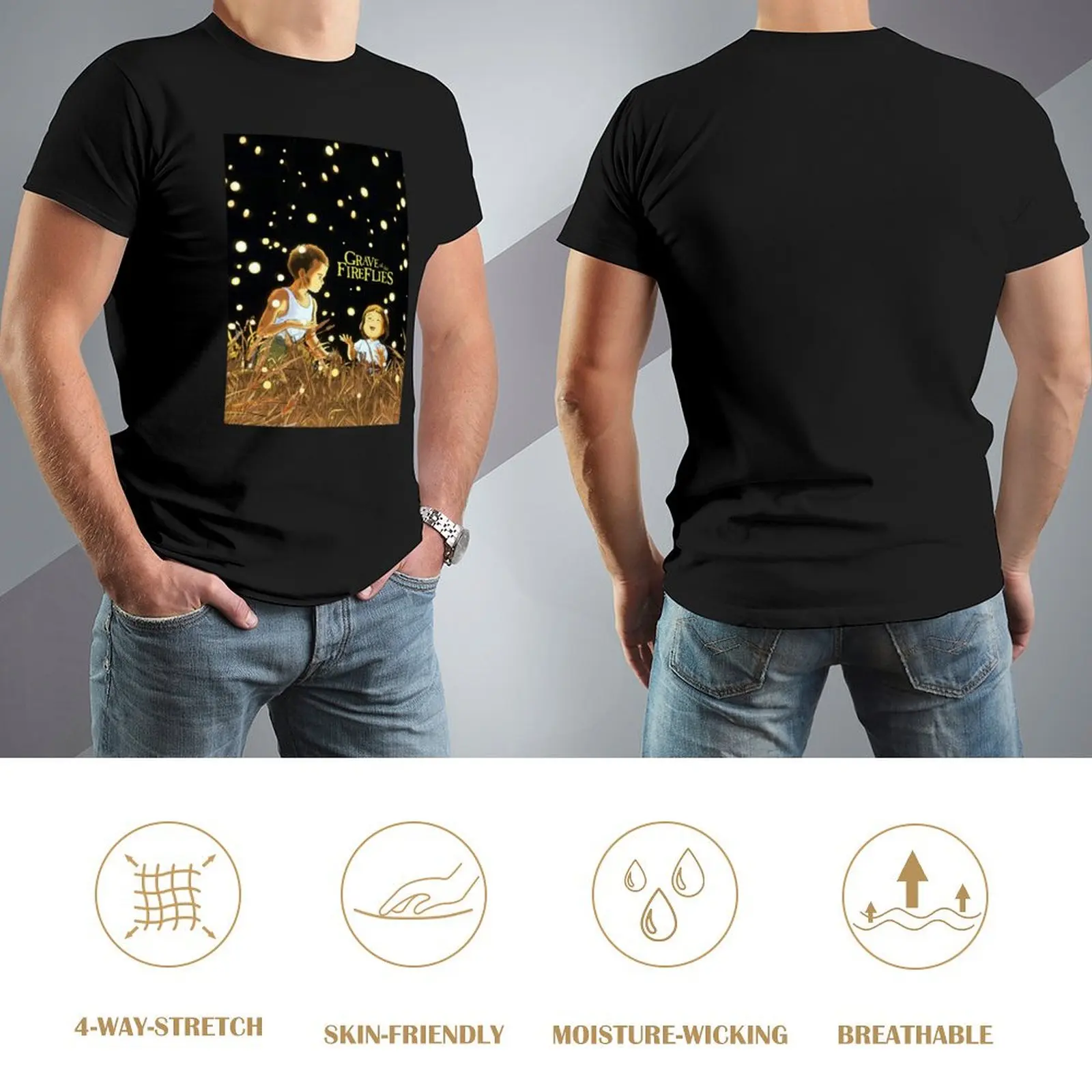 Grave of The Fireflies (Large) Graphic T-Shirt anime tshirt cute clothes black t shirts for men image 4