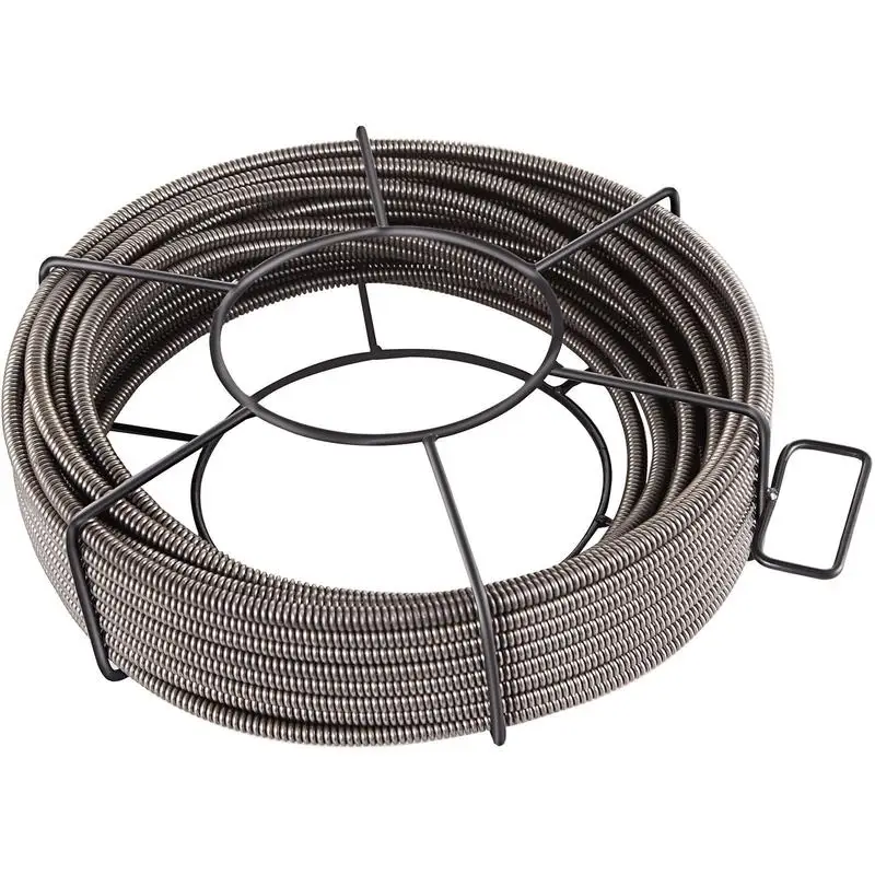 

Solid Core Steel Sewer Auger 100 FT x 3/8 Inch For Sink Floor Drain Toilet, 4 Cutter Tips Heavy Duty Flexible Spring Steel Construction Pipe Cleaning Tool For 2" to 4" Lines