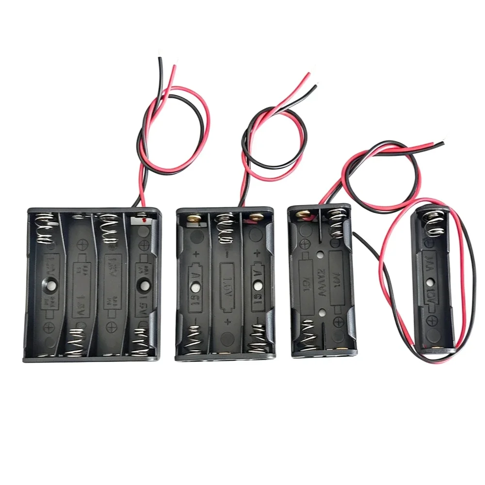 1-10PCS AAA Power Bank Cases 1X 2X 3X 4X AAA Battery Holder Storage Box Case 1 2 3 4 Slot AAA Batteries Container With Wire Lead