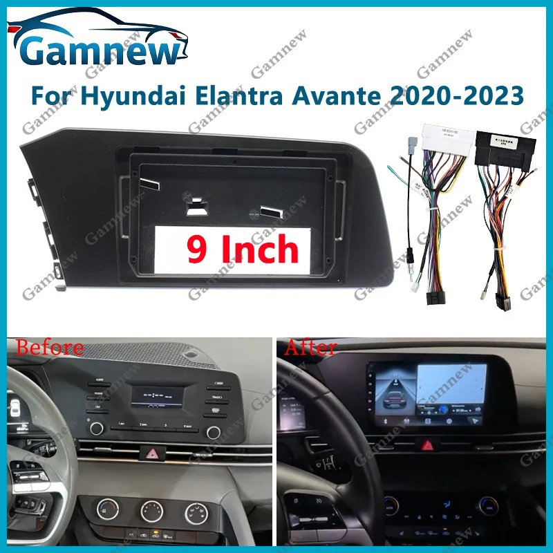 

9 Inch Car Frame Fascia Adapter Android Radio Dash Fitting Panel Kit For Hyundai Elantra Avante 2020-2023