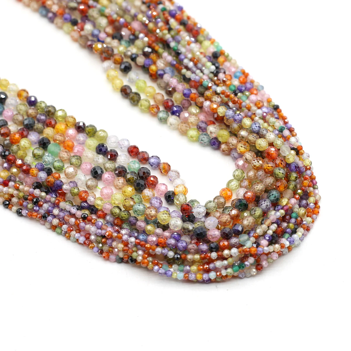 2/3/4mm Colored Zircon Beads Round-cut Natural Stone Through-hole Beads for Jewelry Making DIY Necklaces Bracelets Accessories