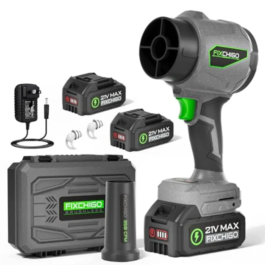 

Cordless Leaf Blower Brushless Snow Blower with 2 x 4.0Ah Batteries 3 Speed Modes Handheld Leaf Blower for Lawn Garage Snow Pat