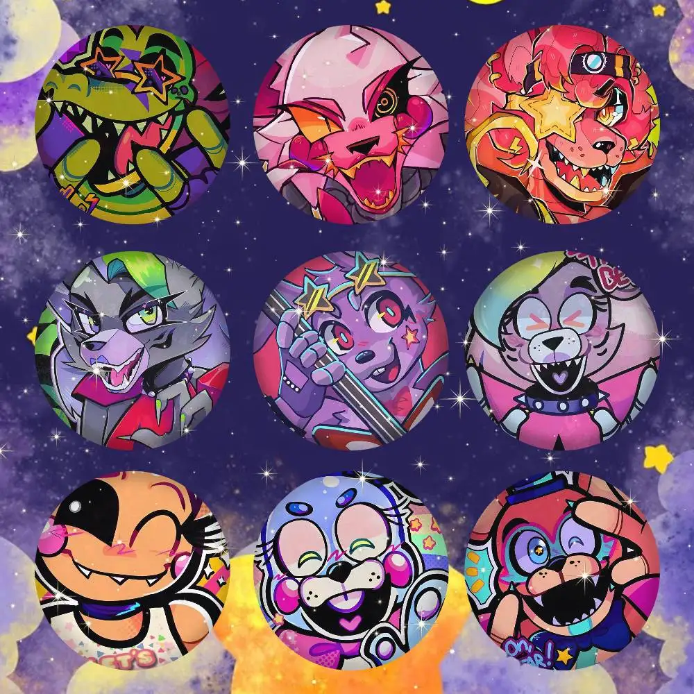 Horror F-Fnaf SquareS 75x75 25x25 Mm Cartoon Round Brooches On Backpack Shirt Accessories Jewelry Badge Gift For Friends