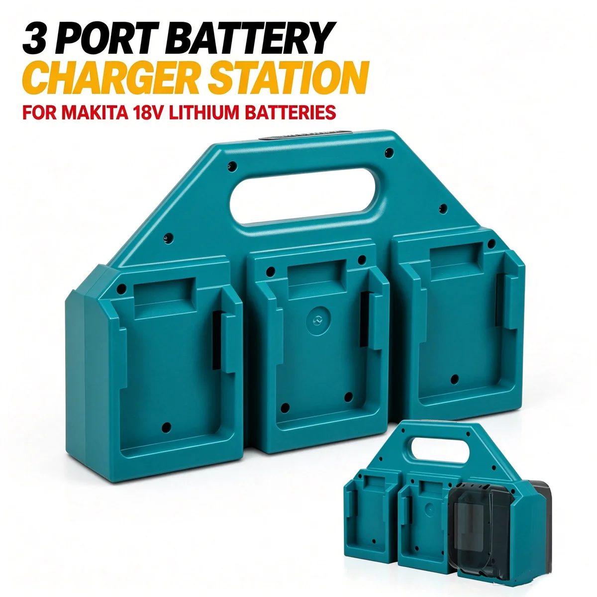 Portable Battery Storage Organizer Holder Mount Rack with Handle for MK LXT 18V 14.4V BL1830 BL1850 Li-ion Battery Carrier Case