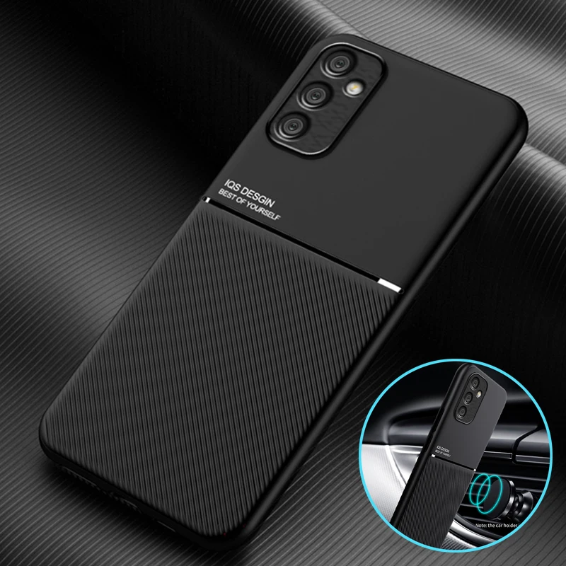 For Samsung Galaxy A05S A05s SM-A057F Case Car Magnetic Holder Phone Case For Samsung A05S A 05S Leather Texture Soft Back Cover