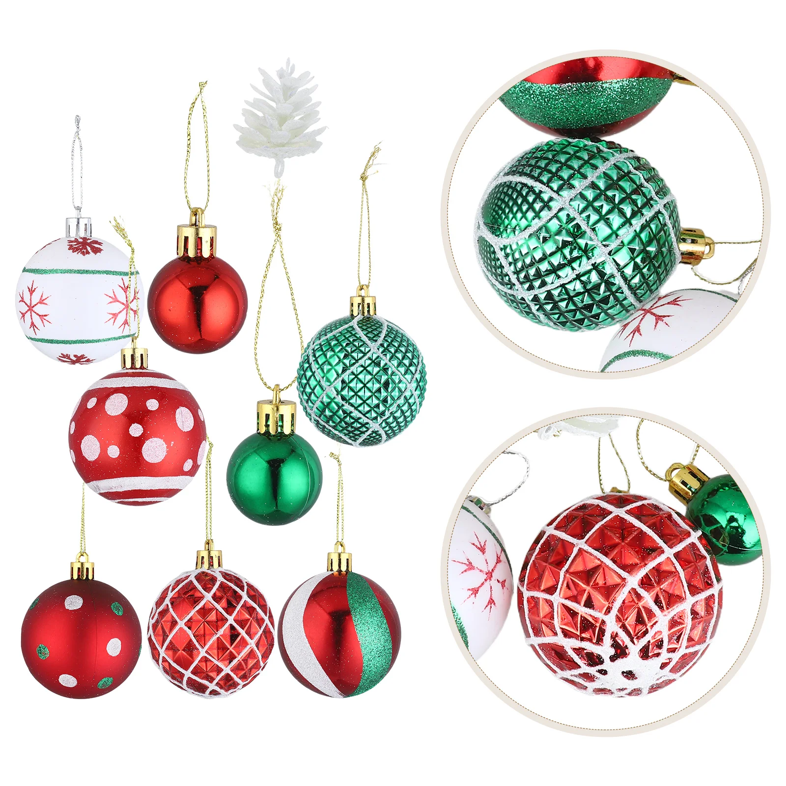 

42Pcs Christmas Tree Hanging Ball Decors Xmas Ornament Set for Holiday Decorations Festive Party Pendant Decoration Supplies
