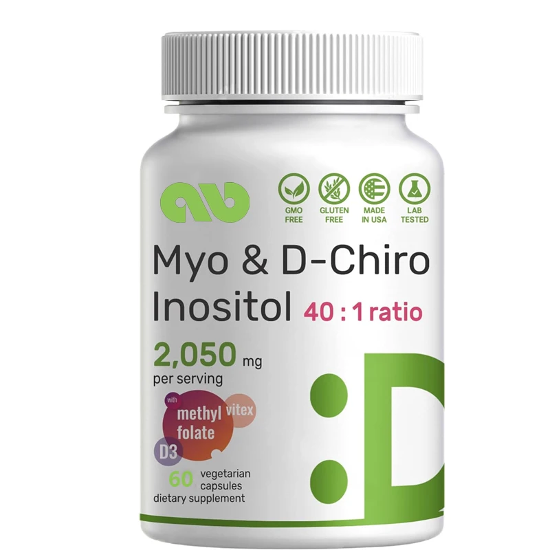 Inositol and D-Chiro Inositol Supplements (40:1) - Containing Folic Acid, Vitamin D3, and Vitex Complex - Non GMO