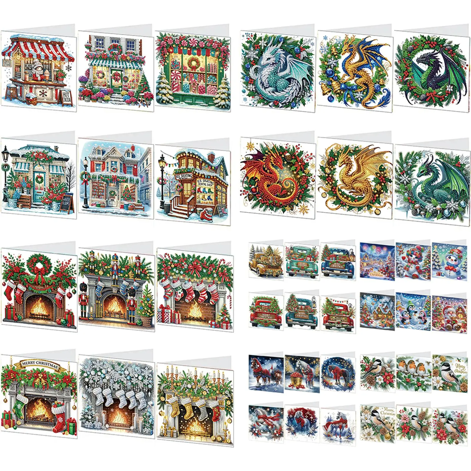 

6pc Christmas Greeting Cards DIY Diamond Painting Handmade Cards Diamond Art Mosaic Postcards for Festivals and Celebrations