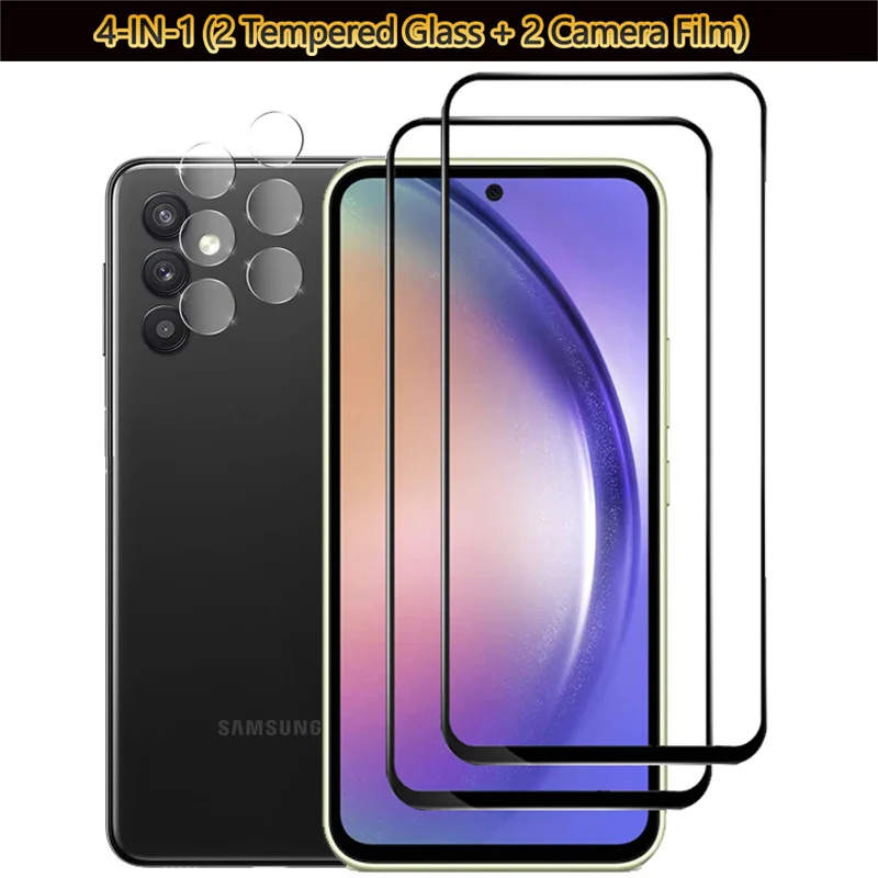 

4-IN-1, Tempered Glass + Camera Film for Samsung A54 High-quality Glass A 54 Samsung Galaxy A54 5G Screen Protector A54 5G