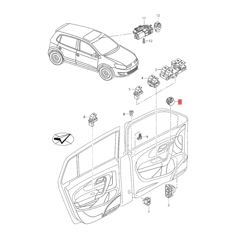 SHR 1959565 F Einstellknopf für elektrische Spiegelsteuerung für 2010–2020 Rückspiegelschalter 6R1 959 565A