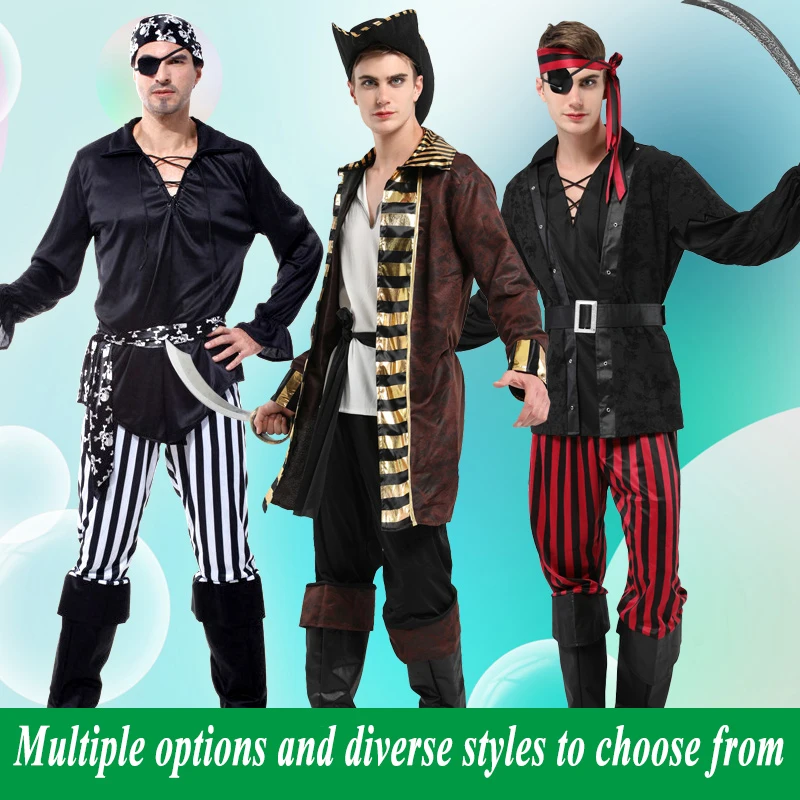 Disfraz de pirata de Halloween, disfraz de capitán Jack, disfraz de fiesta, disfraz para actuación en escenario, conjunto completo de disfraces, sin armas