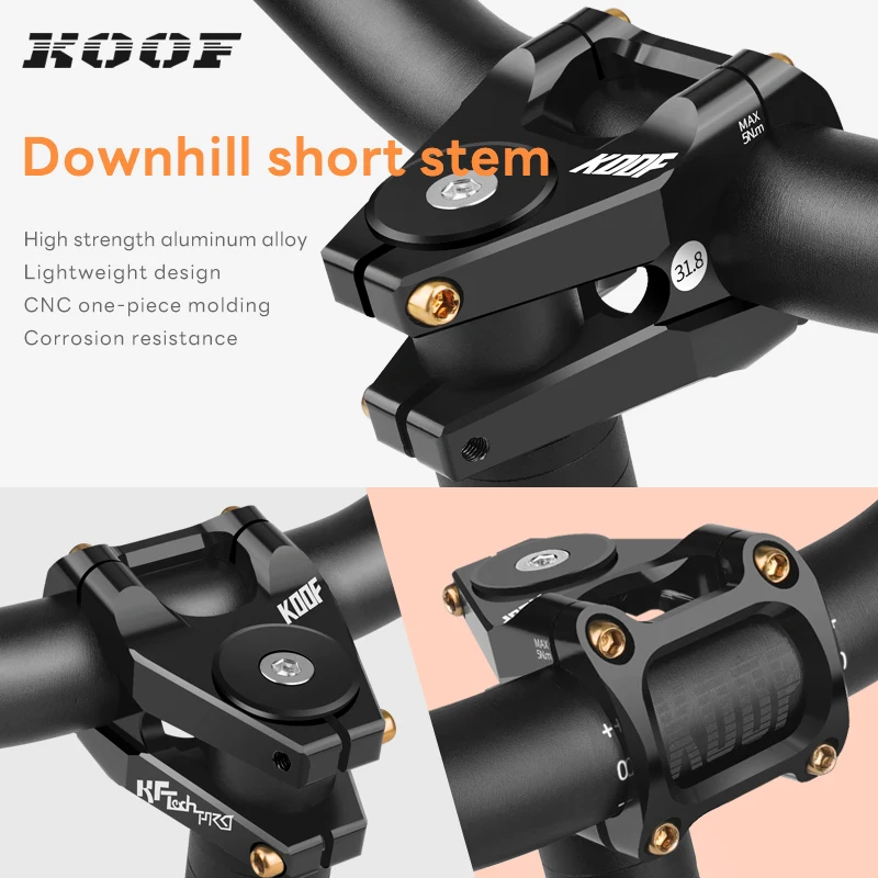 KOOF MTB Road Bike Stem CNC Bicycle Short Power 31.8MM High Strength Handlebar Bridge Aluminum Alloy Cycling Table Rod Riser