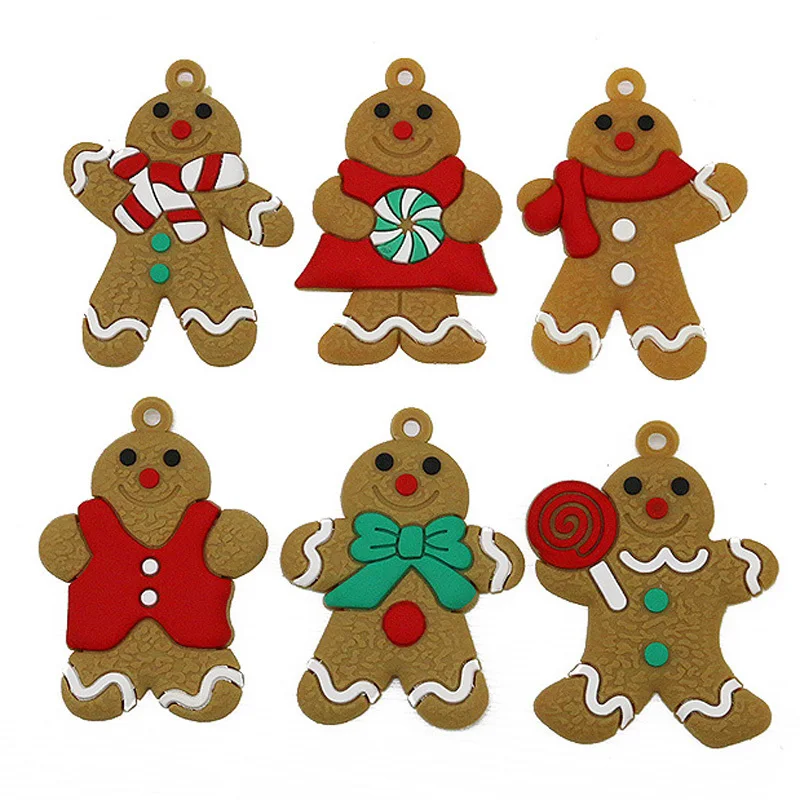 (6 Pcs/pack) 7cm Gingerbread Man Pendant Christmas Tree Hanging Decoration Cute Creative Christmas Merry Home Decoration