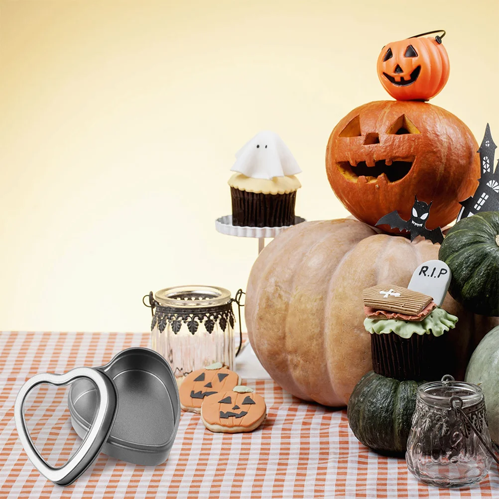 

6Pcs Heart Shape Candy Boxes Silver Food Grade Tinplate Storage Box for Cookies Chocolates Gifts Biodegradable Packaging