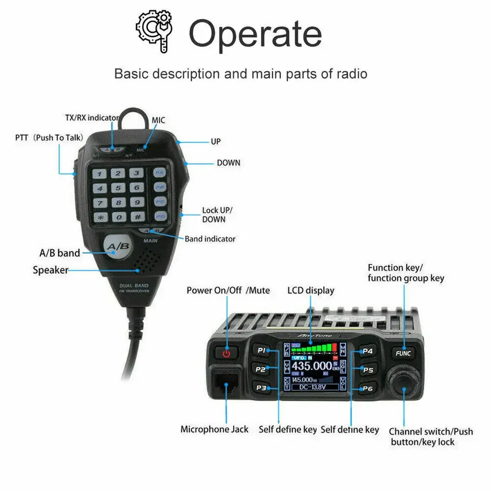 Imagem -06 - Anytone-lcd Dual Band Transceptor Rádio Móvel Vhf Uhf Rádio em Dois Sentidos At778uv