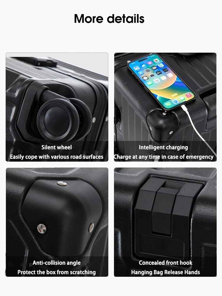 Durable PC Material Carry-On Suitcase 20 24 26 28 30 Inch with Spinner Wheels Large Capacity Rolling Travel Luggage