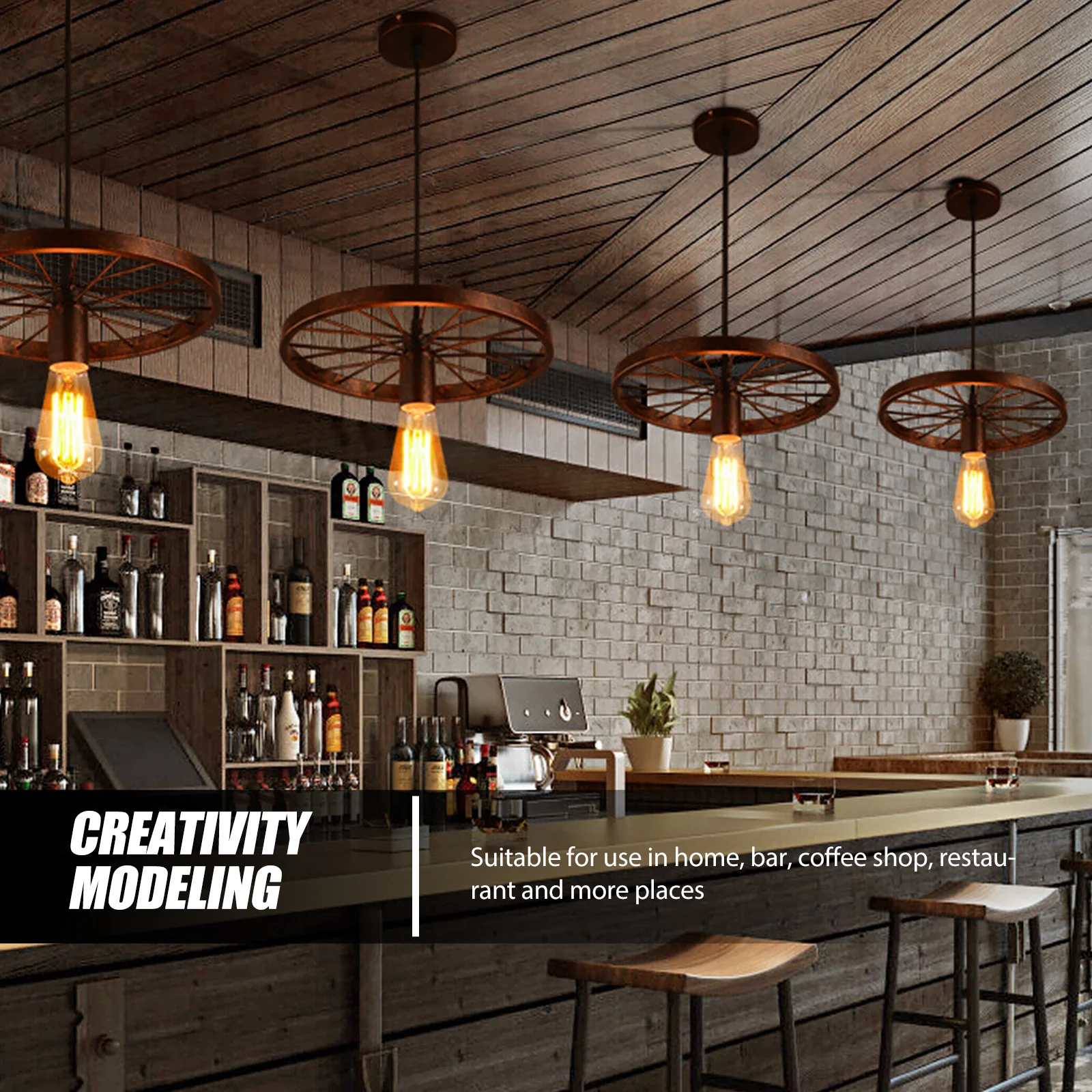 

Iron Wheel-Designed Hanging Lamp Retro Style Ceiling Light for Kitchen Corridor Hotel Decor Ornament Lighting Fixture