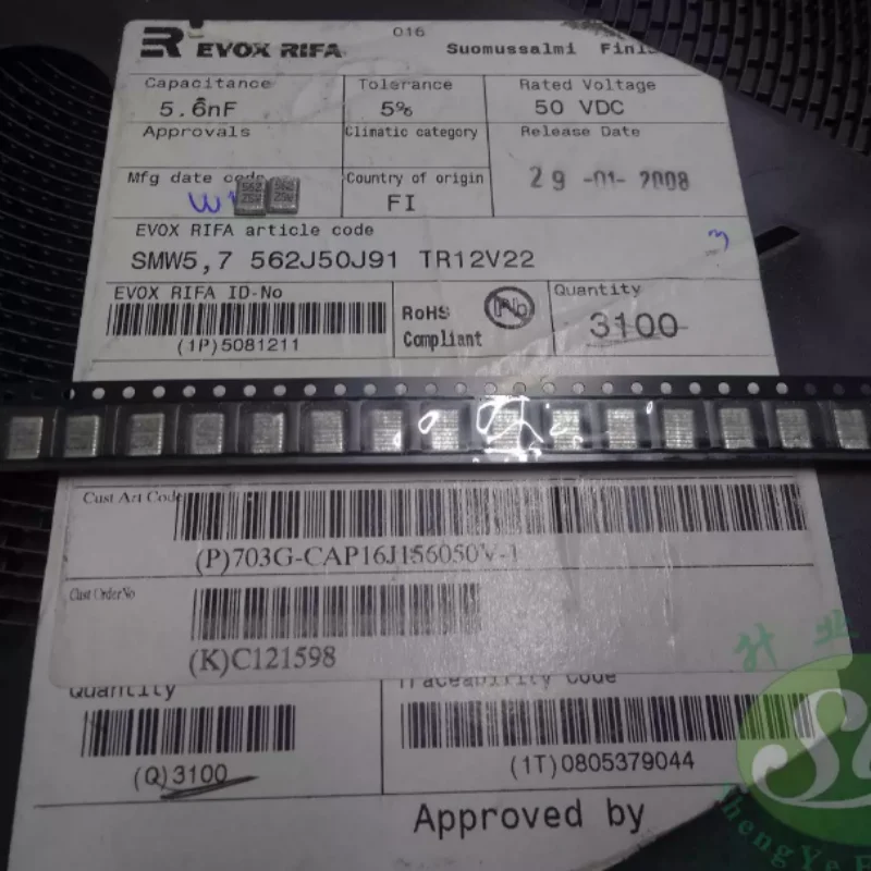 10pcs-100pcs RIFA SMW5 0.0056uf/50v 5.6nf 5600pf 5n6 562 brand new patch film capacitor