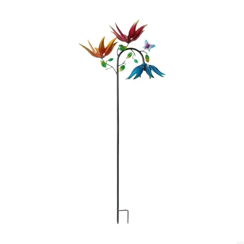 Metall-Garten-Windradpfahl, 30 x 95 dreirädriges Eisen-Yard-Stück mit Bodeneinsatz für Rasen- und Blumenbereich B03E – Detail 5