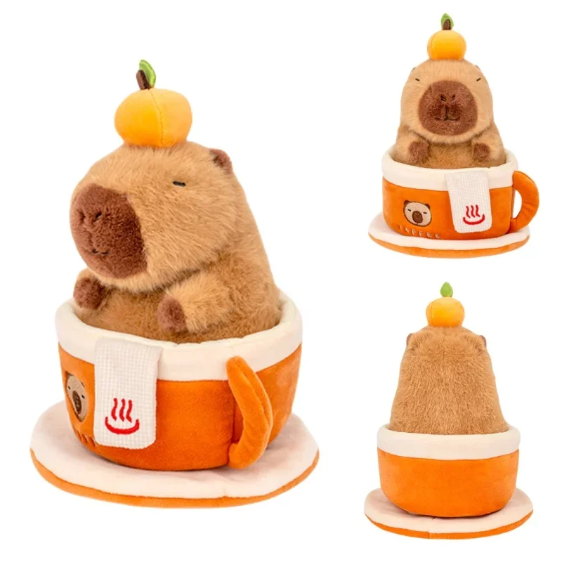 

Funny Cartoon Capybara Take A Shower in A Coffee Cup Plush Toy Cosplay Coffee Capibara Plush Toy Stuffed Animals