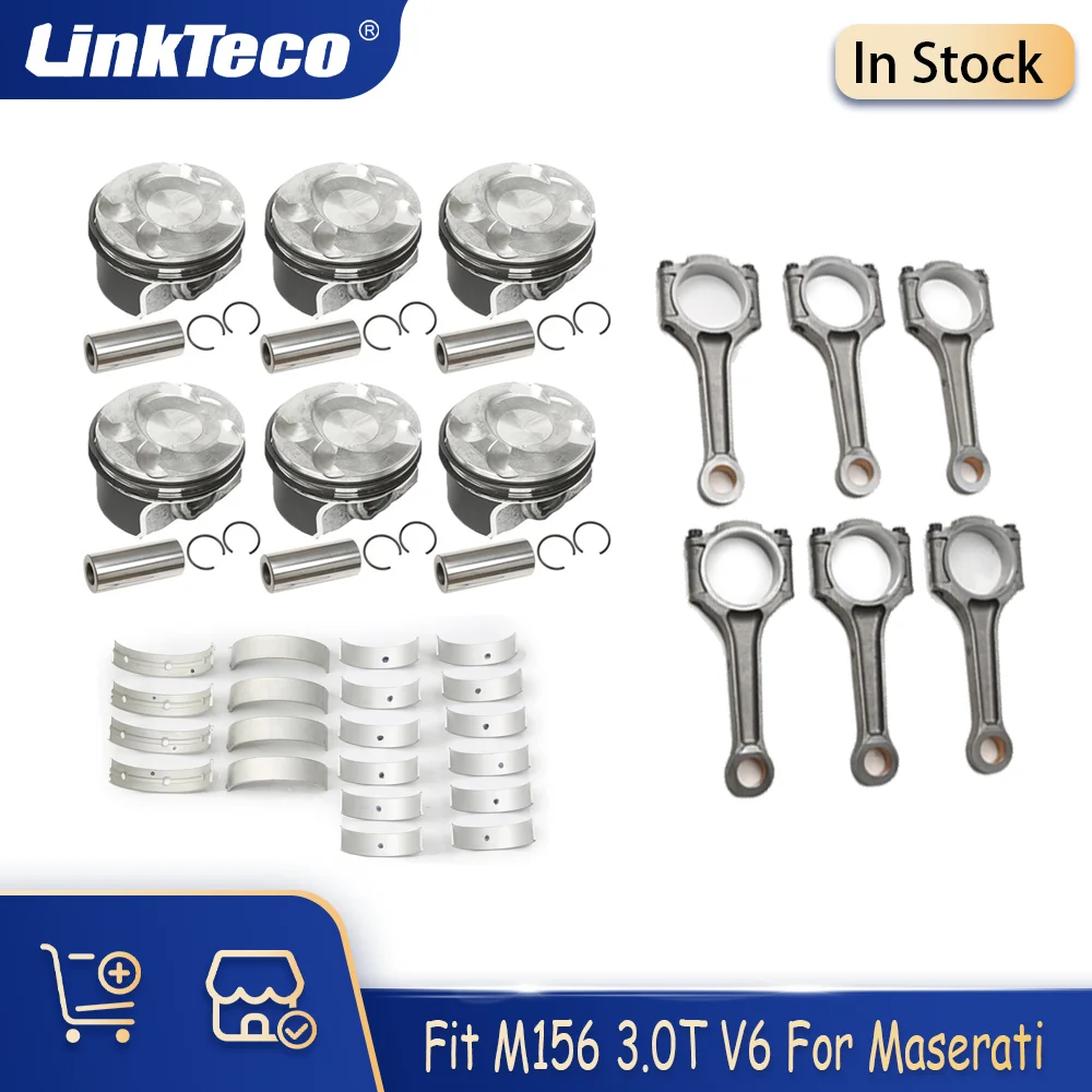 

Engine Parts Conrod Piston&Rings Main&Conrod Bearings Fit M156 3.0T V6 Gas For 13- Maserati Quattroporte Ghibli Levante 3.0