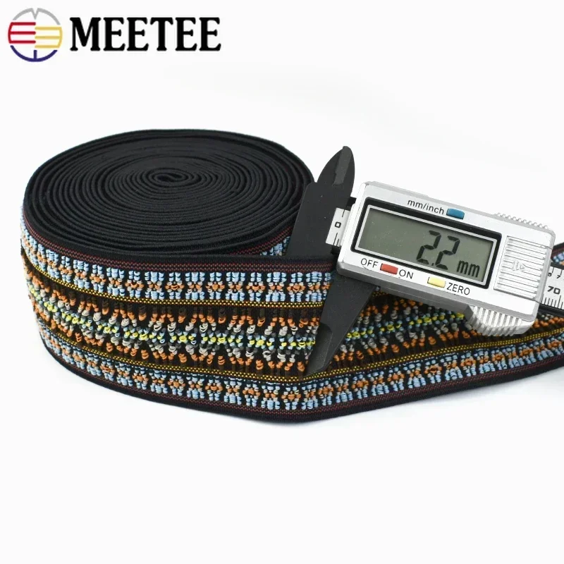 1/2/3Meter Meetee 50/60mm Ethnic Jacquard Elastic Band Belt Hairband Stretch Ribbon Skirt Girdle Bag Strap Spring Webbing Sewing