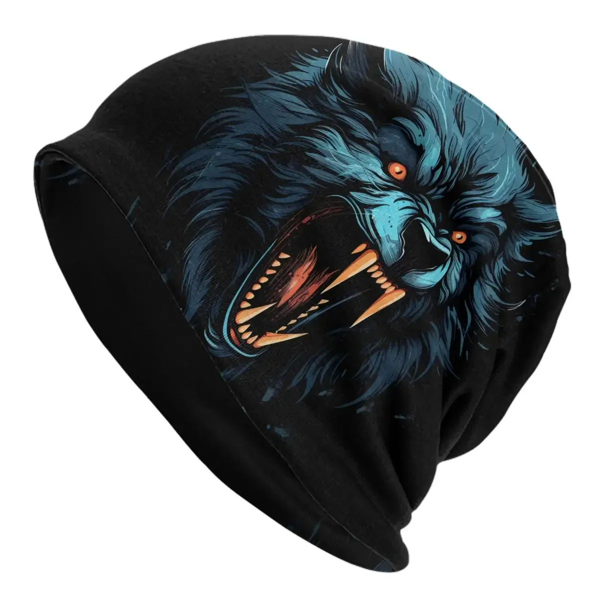 Werewolf Angry Bonnet Hats Strong Animal Beanie Hats Custom Knit Hat Autumn Winter Street Y2K Men Women Hippie Head Wrap Caps