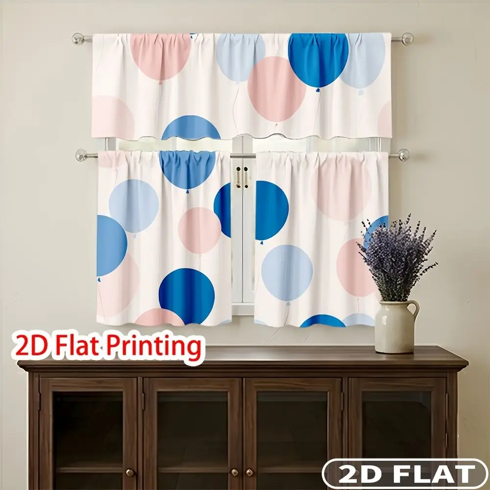 

3pcs Polka Dot Pattern Curtains Rod Pocket Valance Curtain Tier Machines Washable, Ideal For Bedroom Kitchen Home Decor