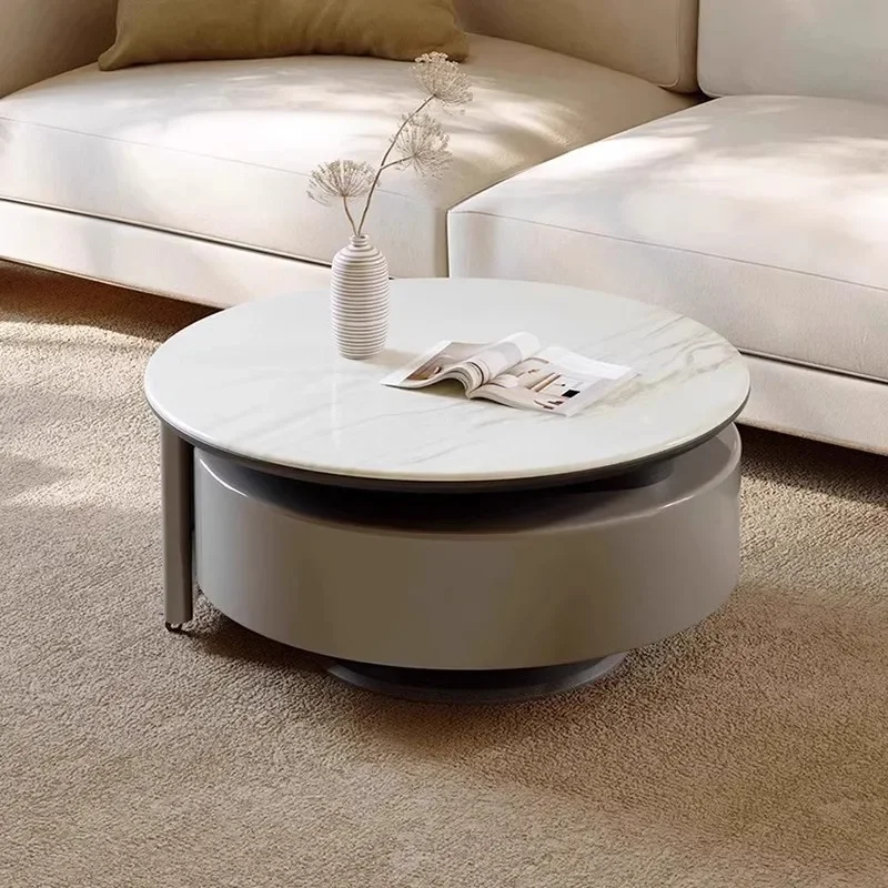 

Light luxury modern microcrystalline stone rotating coffee table