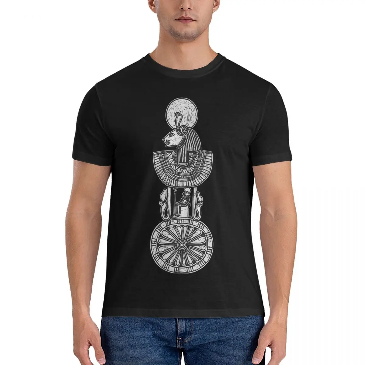 Egyptian Menat Counterweight With Sekhmet Lion Goddess Figure T Shirts Ancient Egypt Culture Tees Short Sleeve Crewneck T-Shirts