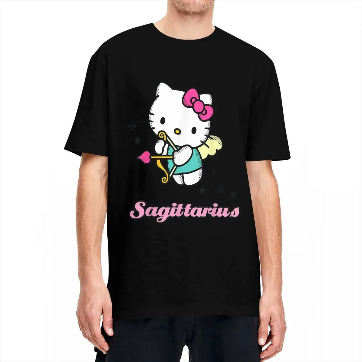 Men Women Hello Kitty Zodiac Sagittarius T Shirts Cotton Clothes Vintage Short Sleeve Crewneck Tees 6XL T-Shirt