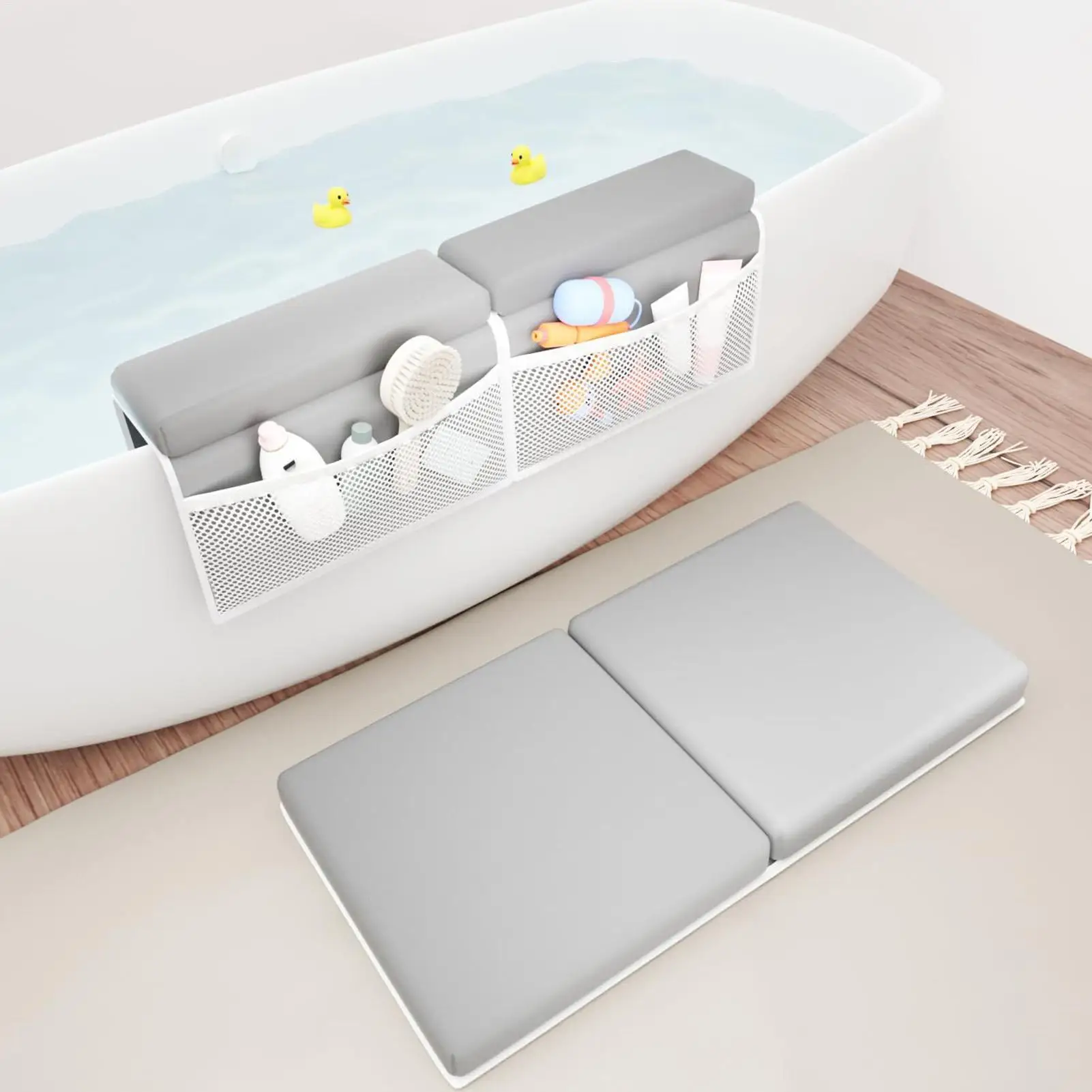 Bath Kneeler and Elbow Rest Pad Set for child Bathing Comfortable Kneeling Pad Support with Toys Organizer for parents Knee Arm
