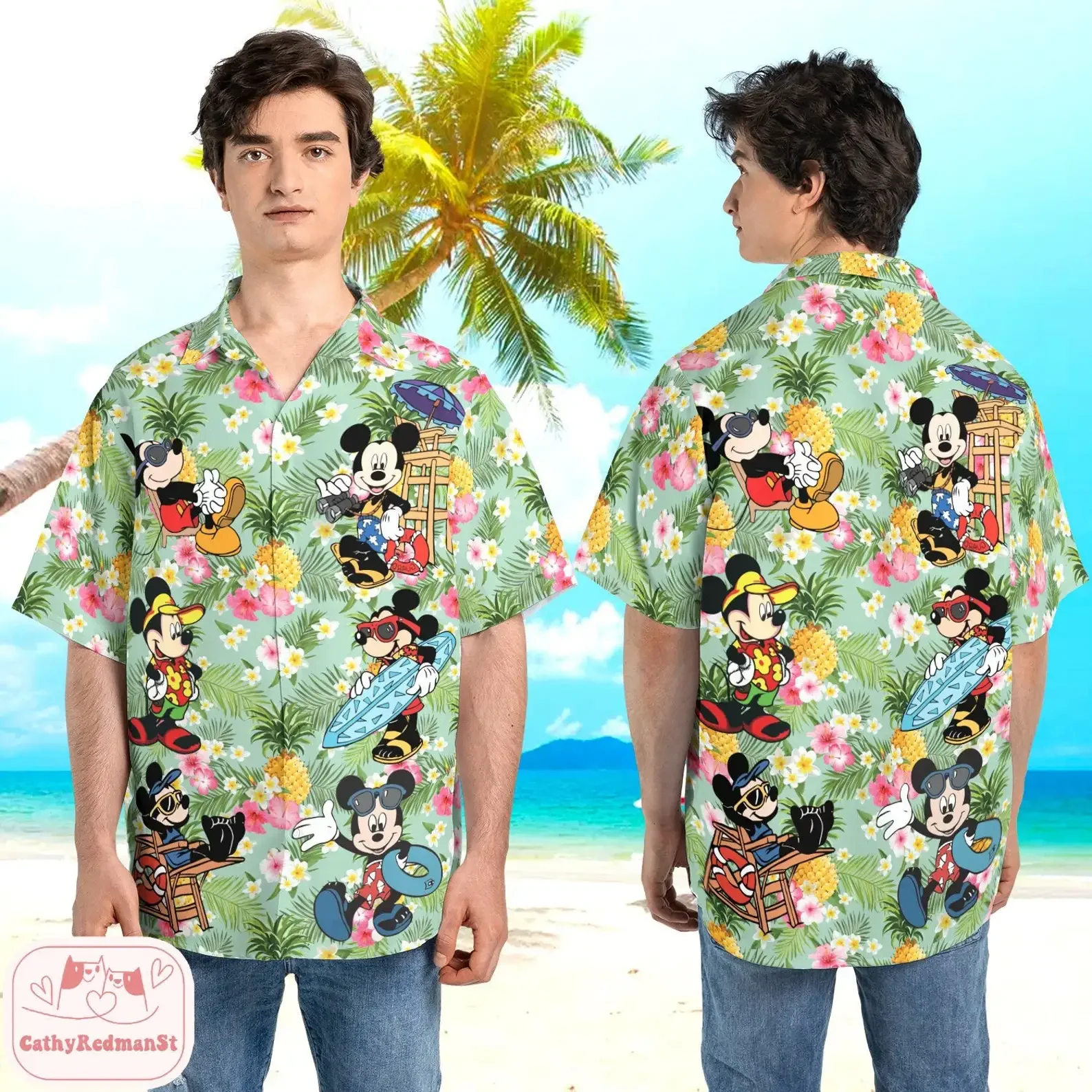 Mickey Aloha Hawaiian Shirts Mens Women Button Up Shirts Fashion Disneyland Hawaiian Shirts Casual Beach Short Sleeve Shirts