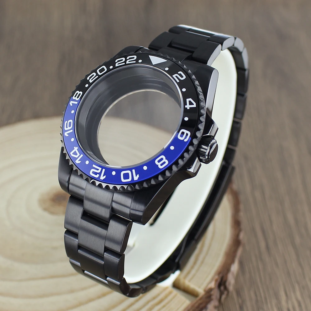 

120 clicks Bezel 40mm NH35 GMT Watch Case bands mod Accessories Sapphire for NH35 NH36 NH34/70 8215 Eta2824 PT5000 High Quality
