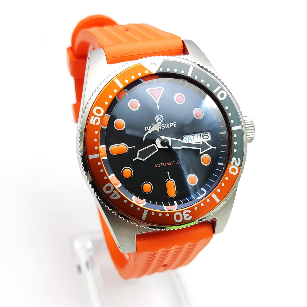 Parnsrpe - Luxury 38mm Men's Watch NH35A AR Film Sapphire Crystal Aseptic Dial Orange Diving Watch