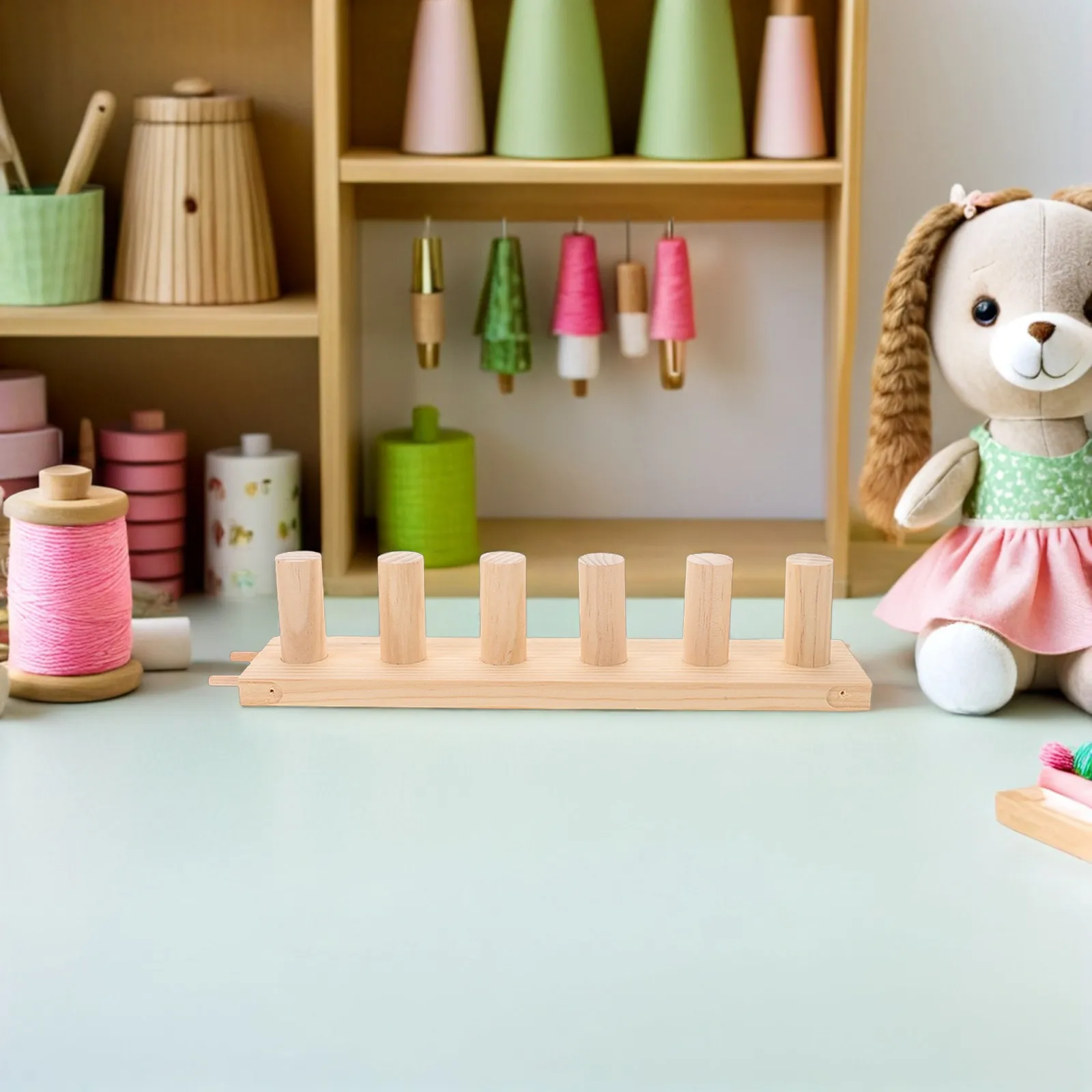 Wooden Knitting Loom Kit Multi-Piece Weaving Frame for Blankets Throws Scarves Chunky Yarn Crafting Tool Portable Modular Wood