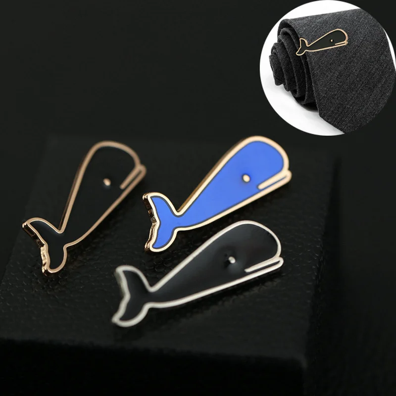 Metal Simple Whale Tie Clip Business Tie Clips Cufflinks Men's Suit Pocket Clip Bar Clasp Necktie Clasp Tie Pin Gifts Jewelry