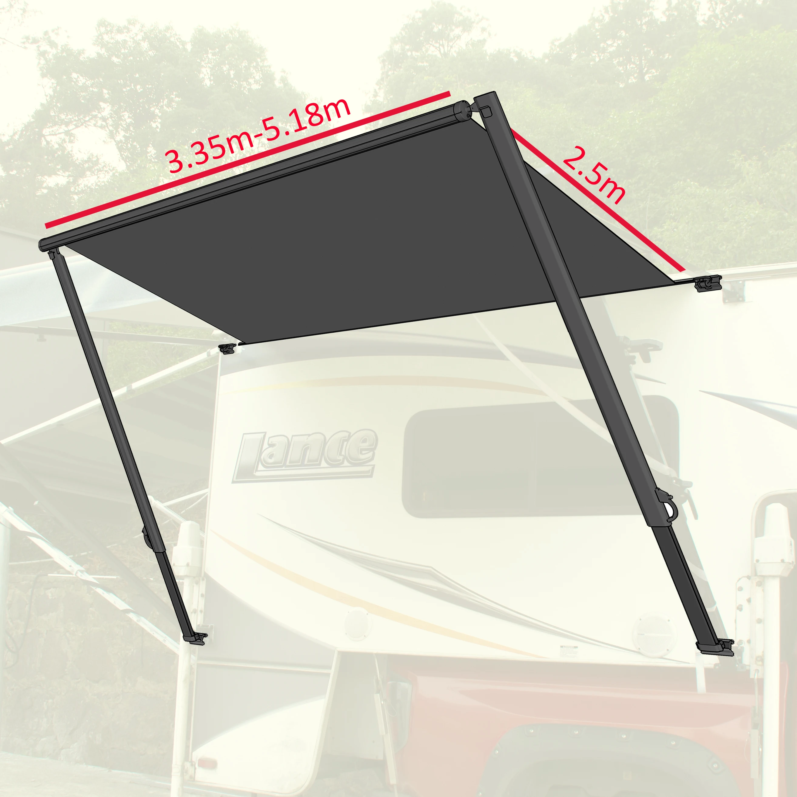 

B1 Side Mounted Roll Out Awning Manual Or Motorhome Control Can Be Chosen To Add An LED Strip