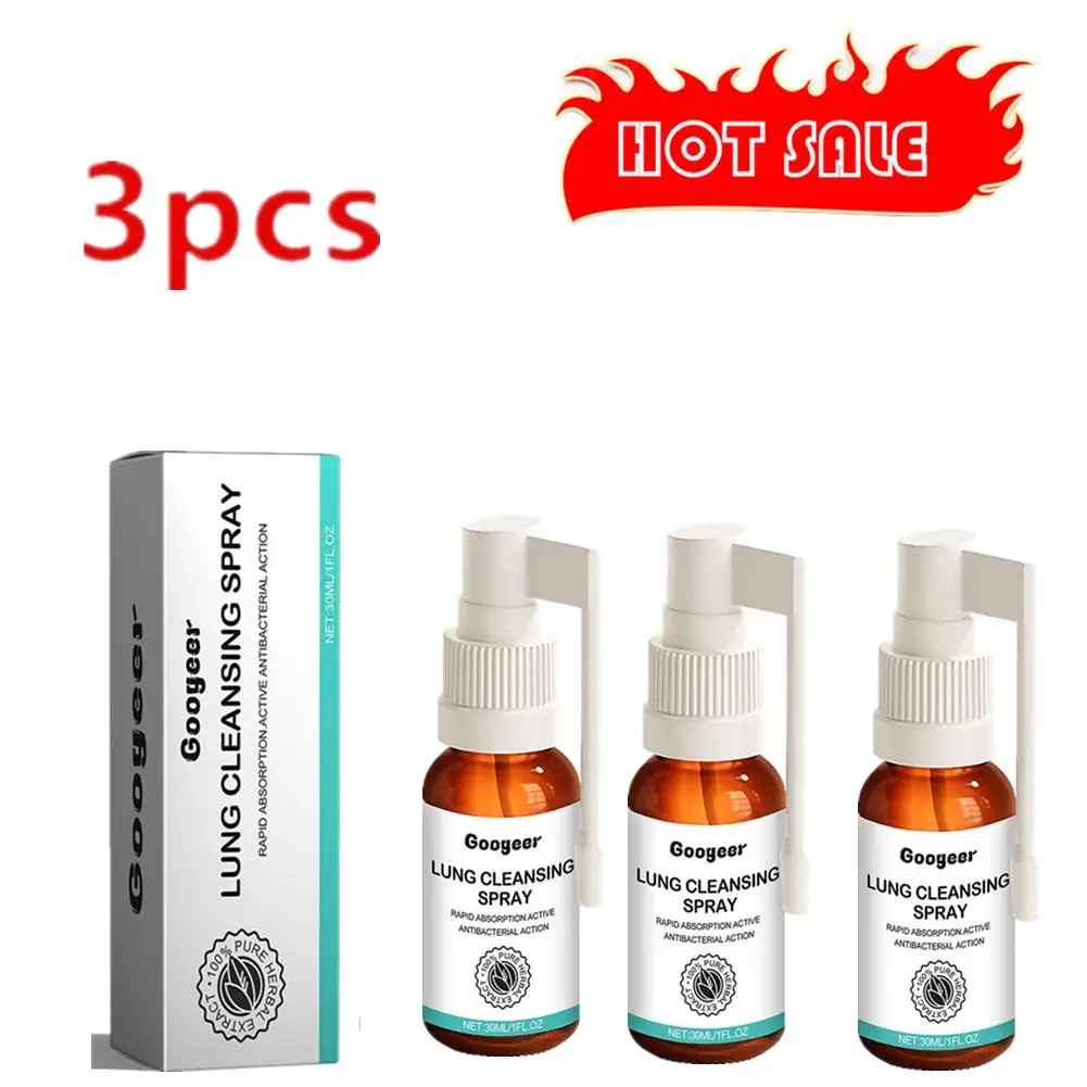 3X 30ml Herbal Lung Cleanse Spray Mist-Powerful Lung Support Clean Inflammation Relieve Spray Herbal Sore Quit Smoking Throat