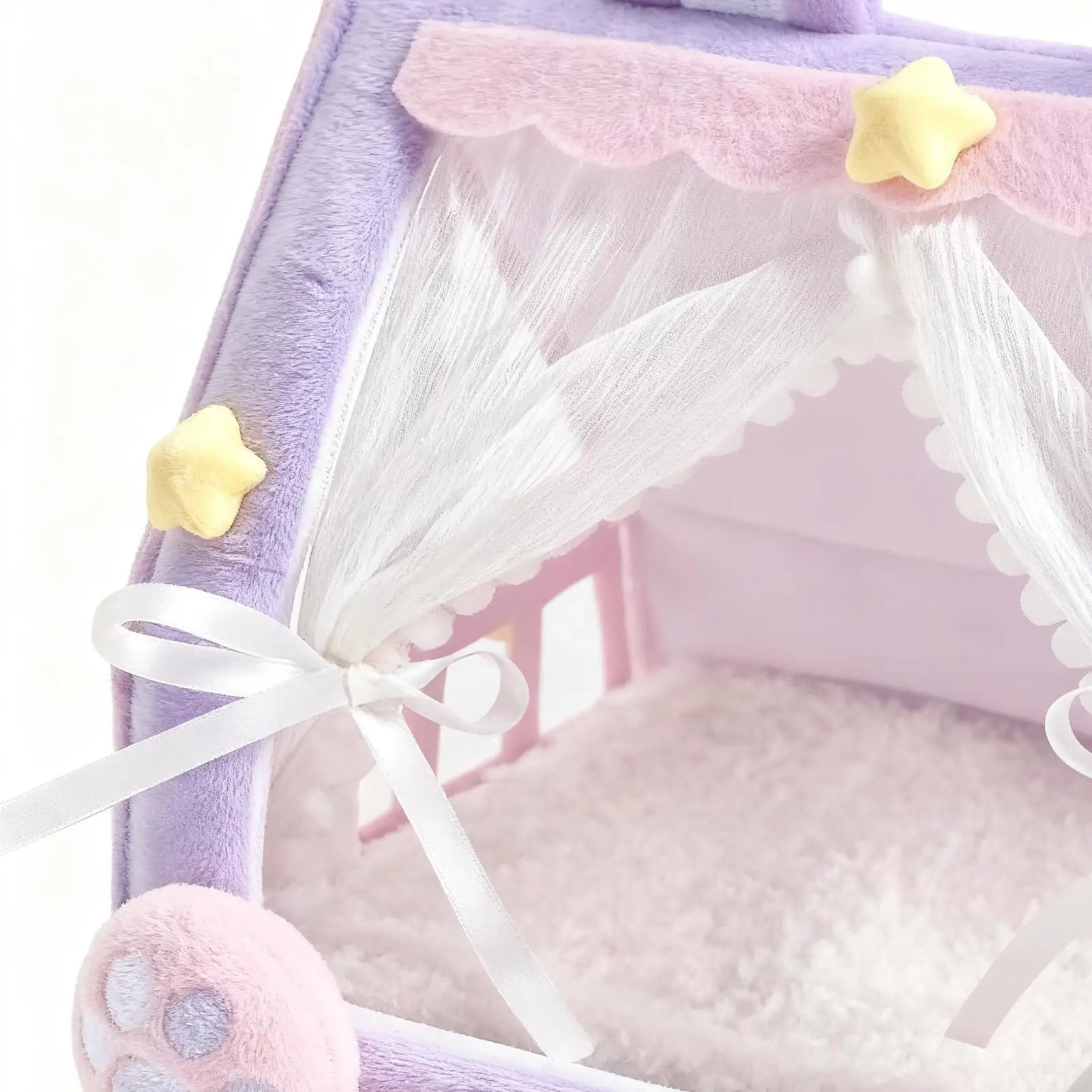 Culla per bambole Adorabile casa in miniatura Tenda Design Culle giocattolo per bambole per ragazze Bambini piccoli Giocano a la scuola materna Fai finta di giocare a casa