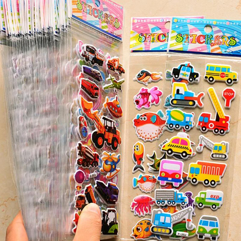 Autocollants 3D gonflés pour enfants, tout-petits, scrapbooking, journal intime, jouets pour enfants, filles, garçons, packs divers