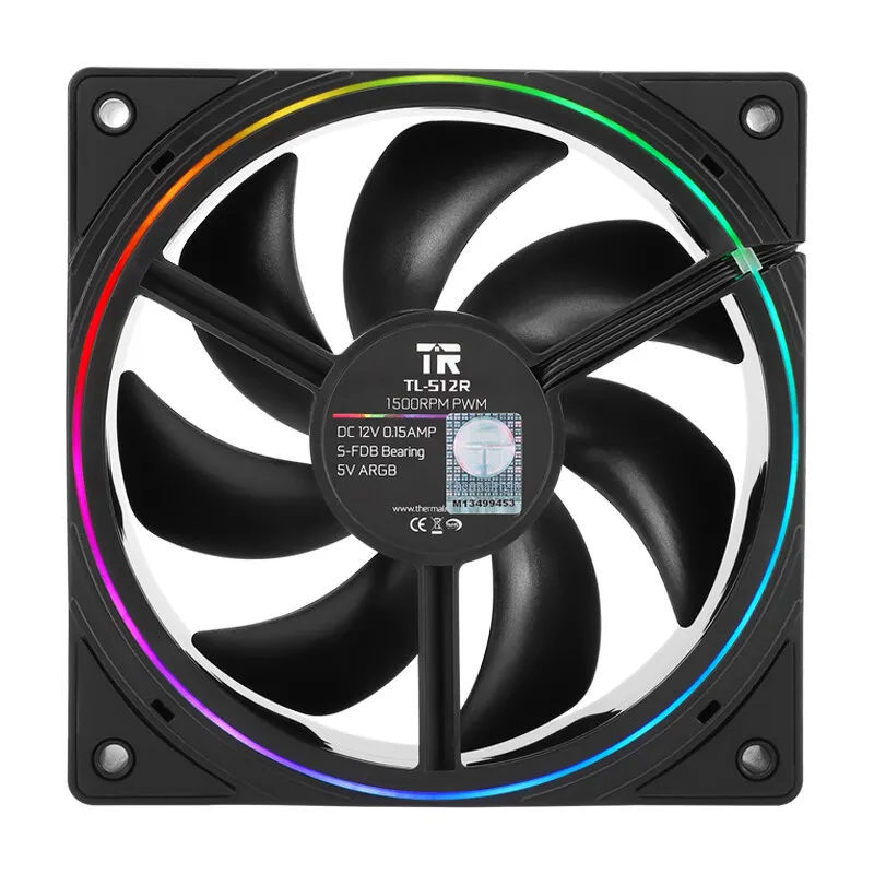 Thermalright TL-S12R 12CM computer case fan, reverse air outlet,Halo lighting effect，4PIN PWM/5V 3PIN ARGB,1500RPM