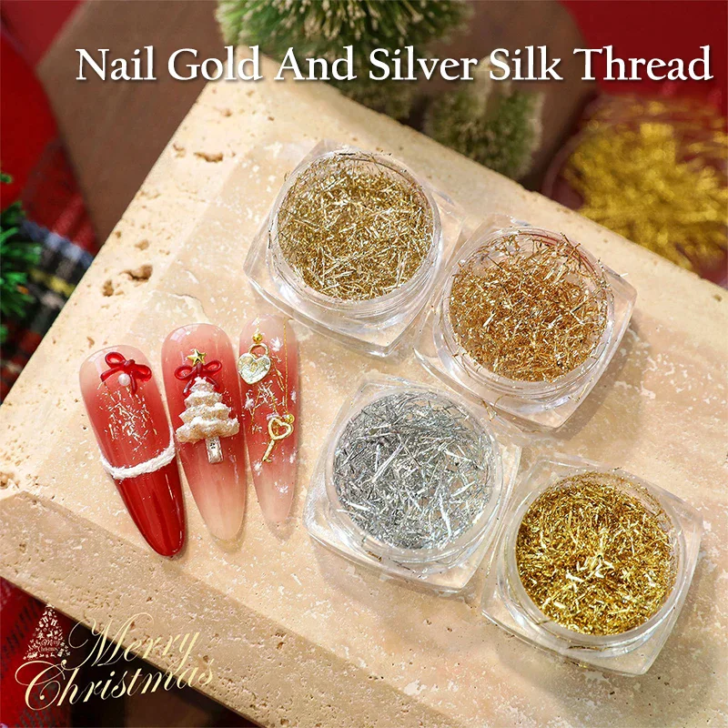 กล่องเล็บตกแต่งลายกลิตเตอร์ 3 มิติ แบบฟอยล์ ผงกลิตเตอร์สำหรับตกแต่งเล็บ สีทอง สีเงิน รูปทรงไม่สม่ำเสมอ สำหรับตกแต่งเล็บ ทำเล็บ ชาร์มตกแต่งเล็บ สำหรับร้านทำเล็บ