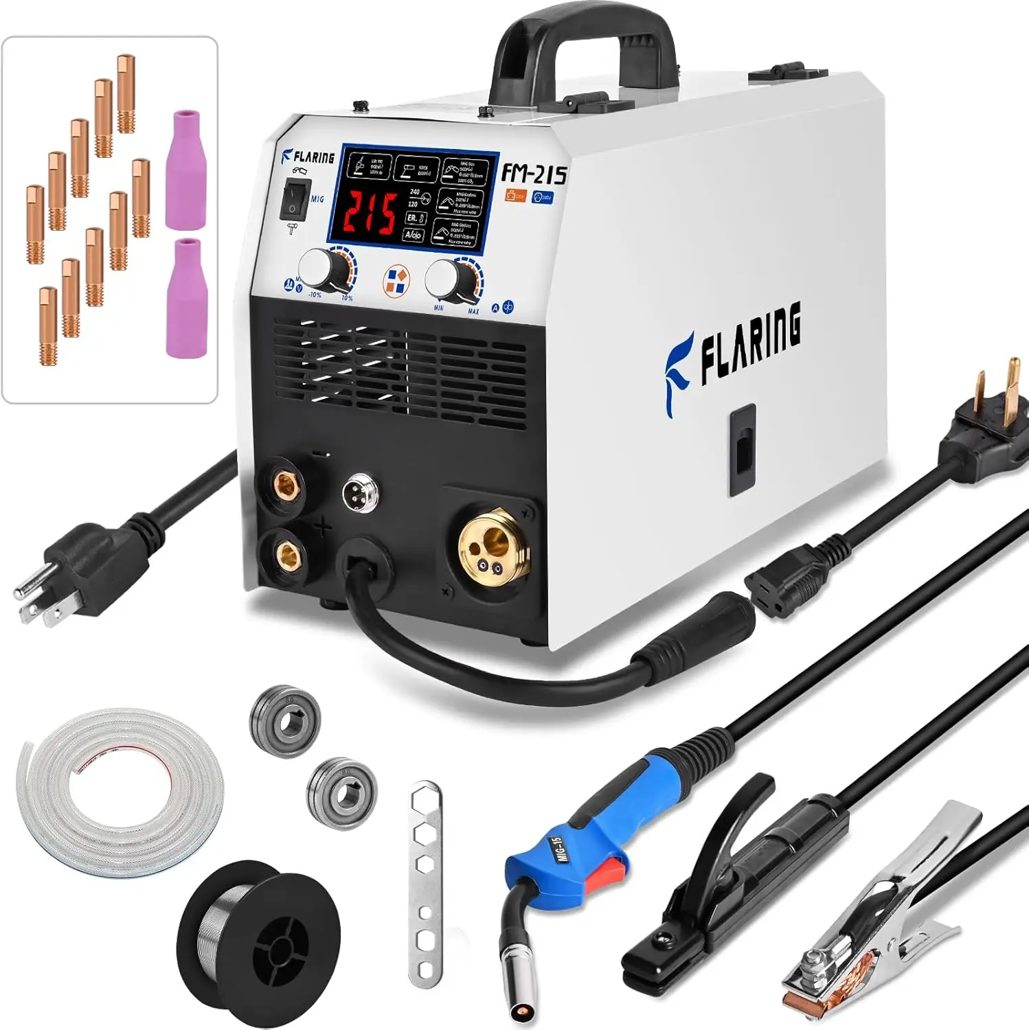 Welder,MIG Welder Machine 120V/240V Dual Voltage 6 in 1 Gas Flux Core MIG/Stick/Lift