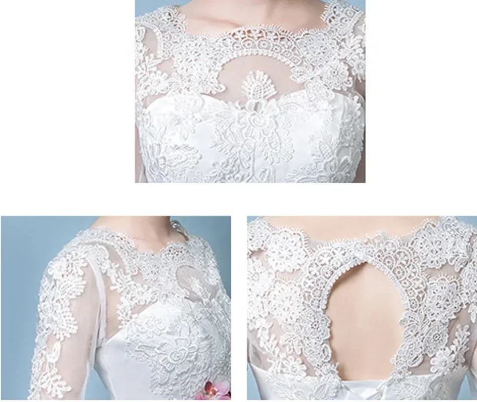 Half Sleeve Vintage Wedding Dresses O Neck Appliques Court Train A Line Princess Floor-length Plus size Bride Dress