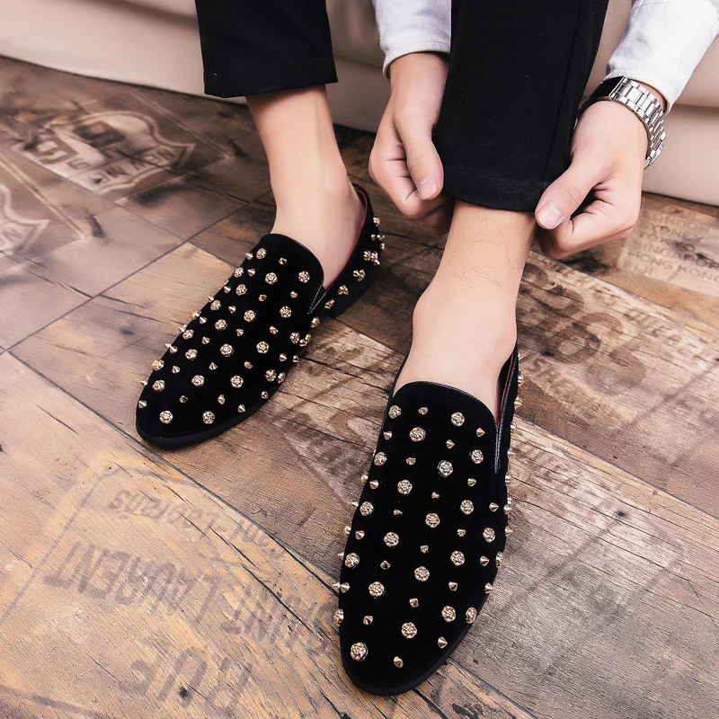 

Summer Classic and Fashionable Men Lofu Shoes European American One-legged Casual Business Office Brand Shoes Black Size 38-47