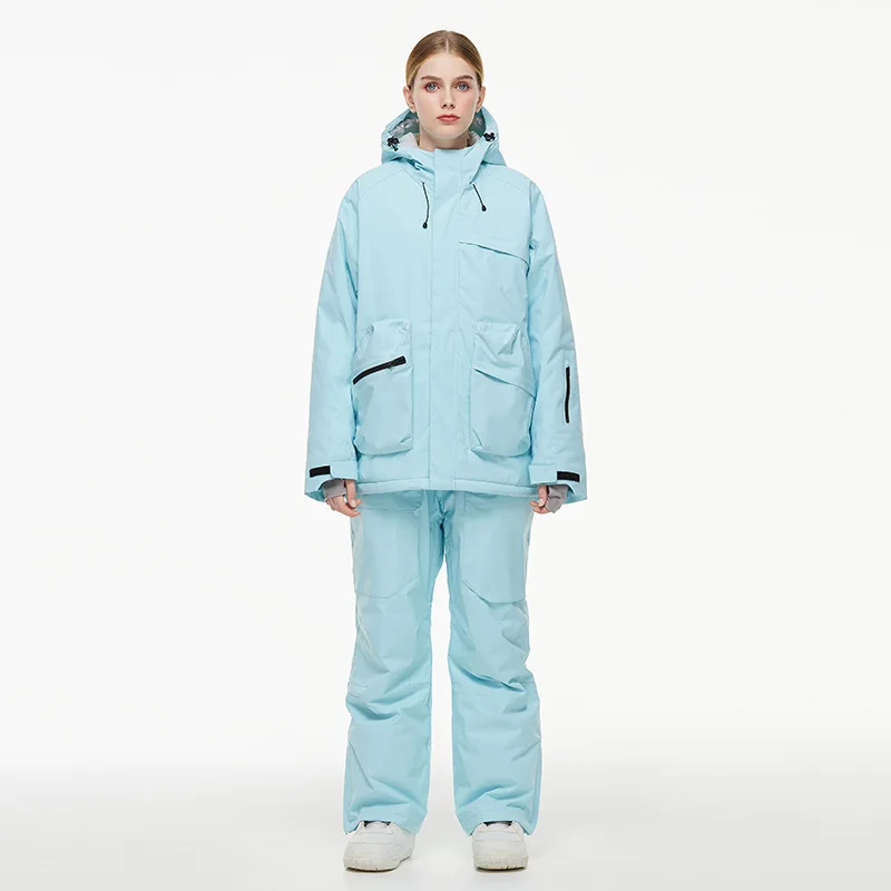 

Спорт на открытом воздухе, горные женские лыжные комплекты, зимняя куртка с капюшоном, брюки, женские зимние костюмы, водонепроницаемые теплые мембранные костюмы для сноуборда