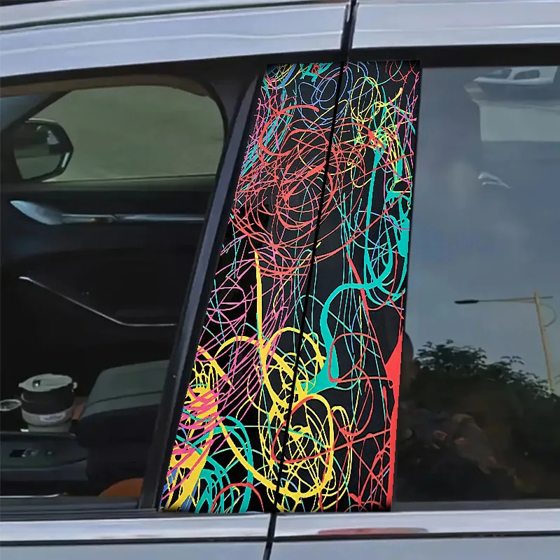 

9.84 inchX19.69 inch 2PCS Ethylene Based Colorful Graffiti Pattern Car Center Pillar Sticker Suitable for Various Models of Cars