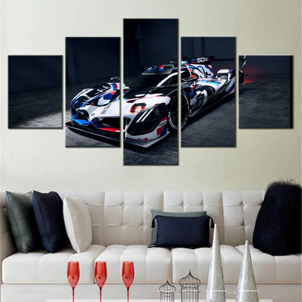 

5 Panels Canvas Wall Arts Poster Painting Cars Racing Car LMDh Prototype Wallpaper Home Decorative Picture Print Artwork