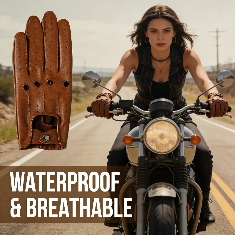 

Unisex Vintage Motorcycle Gloves Retro Leather Protective Gear for Motorbike Riding Driving Outdoor Sports